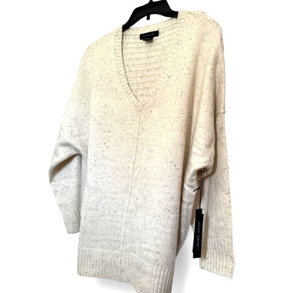 Tahari Womens Vanilla Ivory Speckled V Neck Pullover Knit Sweater Plus Sz 2X New - Picture 3 of 7